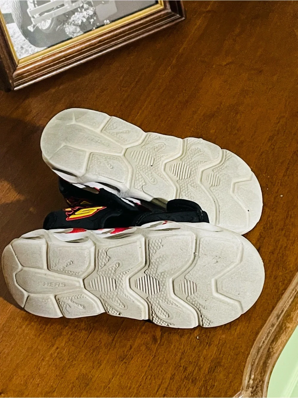 Skechers Kids Black & Red Flame Sandals